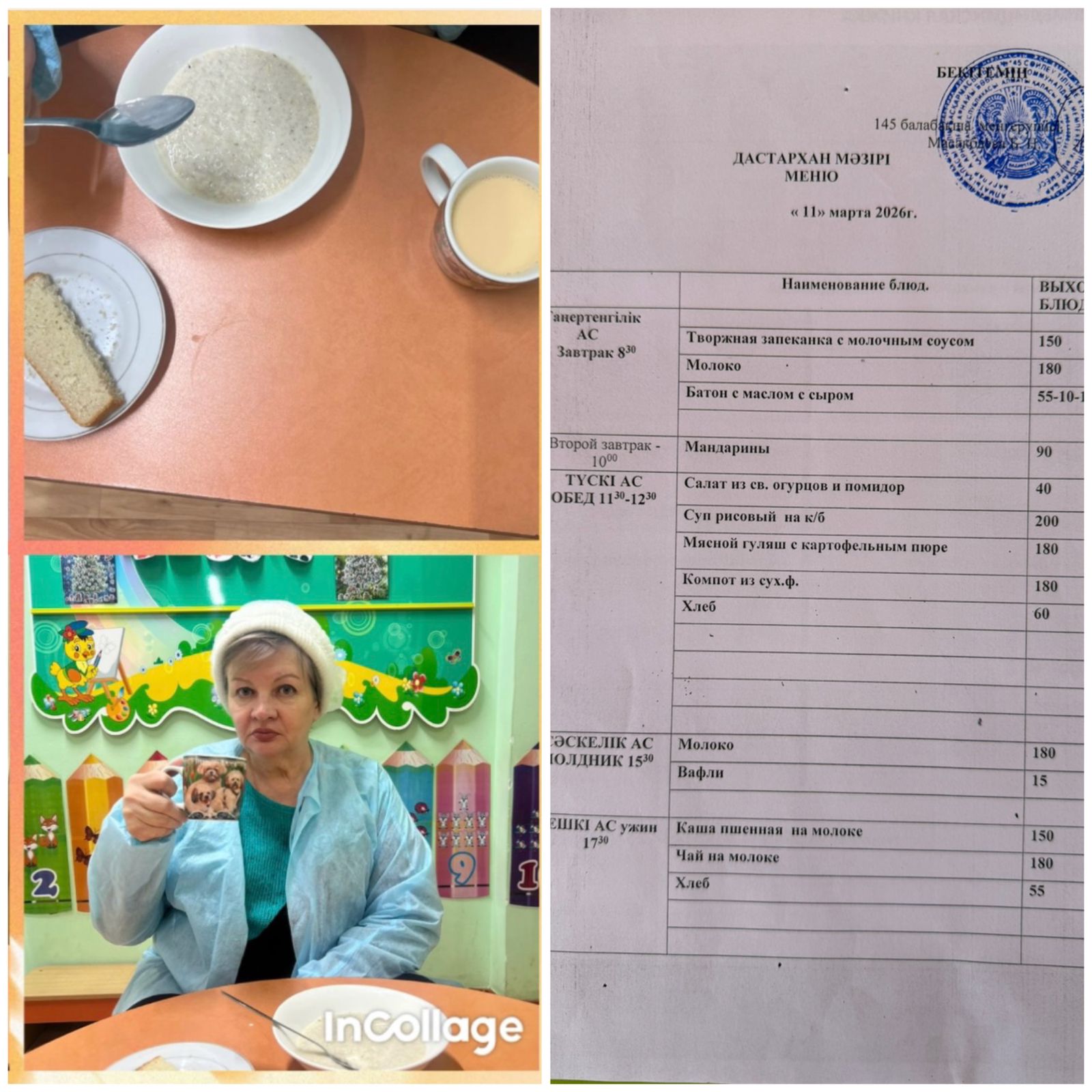 "Органолиптическая оценка в КГУ "Специальный ясли - сад для детей с тяжелыми нарушениями речи №145" качества блюд представителями родительской общественности."
